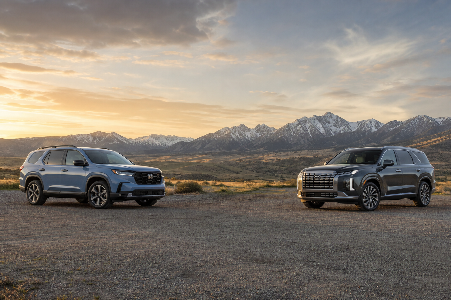 Honda Pilot Sport FWD vs Hyundai Palisade SEL 7P · FWD (#f9bf0c)